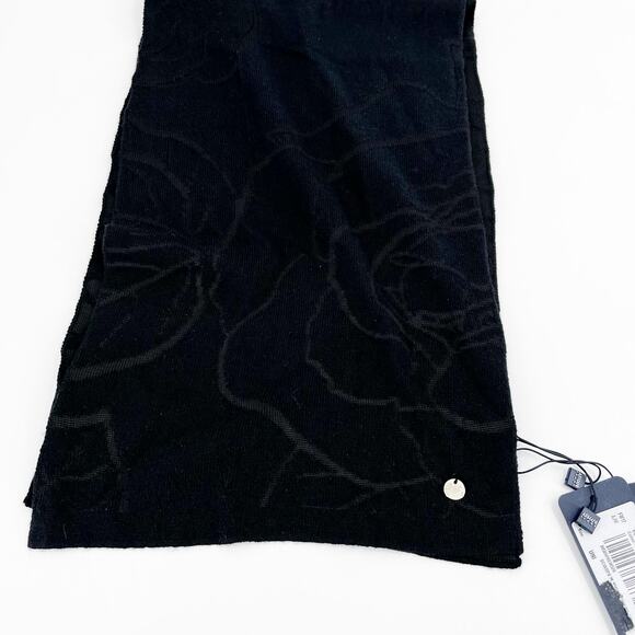 Armani Jeans Stole Black Logo Knit Floral Embroidered Italy Women's NEW $140 - Picture 4 of 4